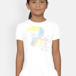 METRO KIDS COMPANY Girls White Organic Cotton Printed Round Neck T-shirt-picture-13
