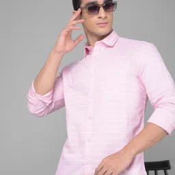 Crimsoune Club Slim Fit Horizontal Striped Pure Cotton Casual Shirt-picture-20