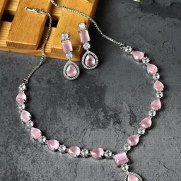 ZENEME Rhodium Plated AD-Studded Jewellery Set-picture-5