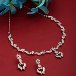 ZENEME Rhodium Plated AD Studded Jewellery Set-picture-38