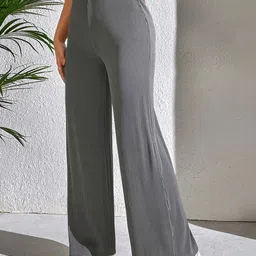 KERI PERRY Women Relaxed Flared High-Rise Non Iron Trousers image 4