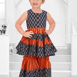 Pragya Exclusive Girls Ethnic Motifs Printed Regular Pure Cotton Kurta with Sharara-picture-50