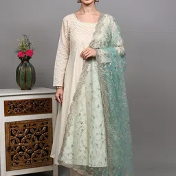 Exotic India Women Ethnic Motifs Embroidered Dupatta With Zari-image-51