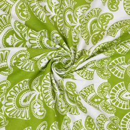 DGSM CRAFT Green Ethnic Motifs 144 TC Queen Bedsheet with 2 Pillow Covers image 2