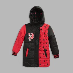 Blue Giraffe Girls Colourblocked Puffer Jacket with Patchwork image 1