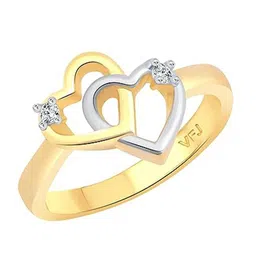 Vighnaharta Double Heart Gold-Plated Cubic Zirconia-Studded Adjustable Finger Ring-picture-15