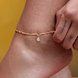 MINUTIAE Rose Gold-Plated Artificial Stones Studded Anklet-picture-28