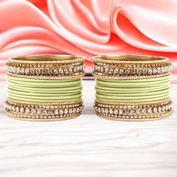 leshya Set Of 36 Brass-Plated Kundan-Studded Bangle-picture-56