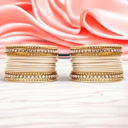 leshya Set Of 36 Brass-Plated Kundan-Studded Bangle-picture-11