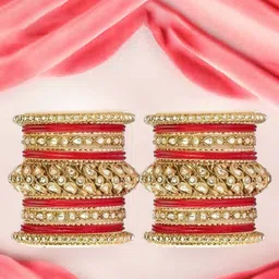 leshya Set Of 44 Brass-Plated Kundan-Studded Bangle-picture-18