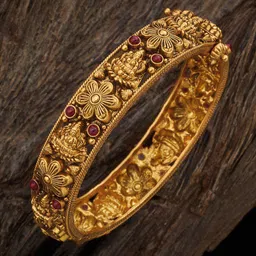 Kushal's Fashion Jewellery 92.5 Pure Silver Gold-Plated Stone-Studded Bangle-picture-52