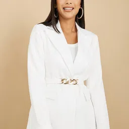 Styli Chain Detail Belted Single-Breasted Blazer-picture-39