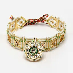 Anouk Gold-Plated Stone-Studded & Beaded Borla Matha Patti-picture-12