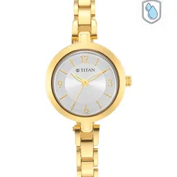 Titan Women Silver-Toned Brass Mother of Pearl Dial & Steel Toned Bracelet Style Straps Analogue Watch-picture-2