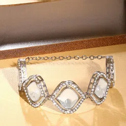 AMI Silver-Plated Austrian Diamonds Studded Wraparound Bracelet-picture-14