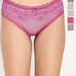 Reveira Pack Of 6 Lace Detail Hipster Ribbed Briefs-picture-0
