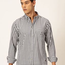 Thomas Scott Men Premium Slim Fit Gingham Checked Button-Down Collar Casual Shirt-picture-36