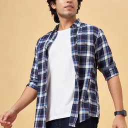 SF JEANS by Pantaloons Men Slim Fit Tartan Checks Opaque Checked Casual Shirt-image-60