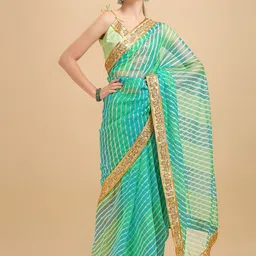 Sangria Leheriya Printed Organza Saree-picture-16
