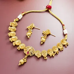 aadita Gold-Plated & Pink Stone-Studded Jewellery Set-picture-25