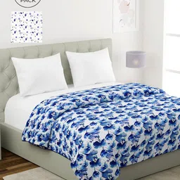 KLOTTHE Set Of 2 Multicoloured Floral Printed Cotton AC Room 210 GSM Double Bed Dohar-picture-26