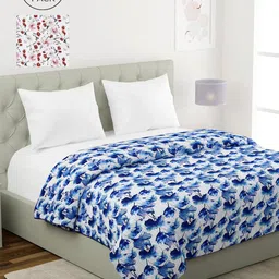KLOTTHE Set Of 2 Multicoloured Floral Printed Cotton AC Room 210 GSM Double Bed Dohar-picture-25