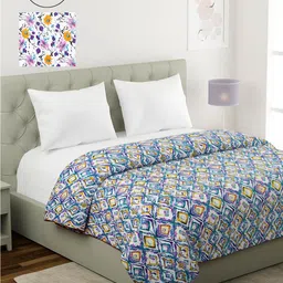 KLOTTHE Set Of 2 Multicoloured Geometric Printed Cotton AC Room 210 GSM Double Bed Dohar-picture-39