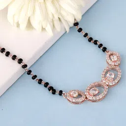 GIVA 925 Sterling Silver Rose Gold-Plated Black Beaded & Studded Eternal Love Mangalsutra image 1