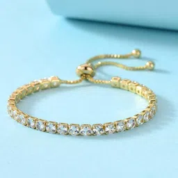 Designs & You Gold-Plated Cubic Zirconia-Studded Wraparound Bracelet-picture-22