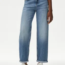 Marks & Spencer Women Boyfriend Fit High-Rise Heavy Fade Jeans-picture-11