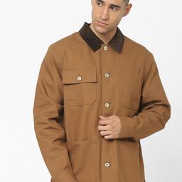 Celio Spread Collar Long Sleeves Flap Pocket Detail Cotton Tailored Jacket-image-73