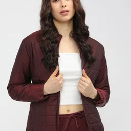 Tokyo Talkies Women Maroon Puffer Jacket-picture-30