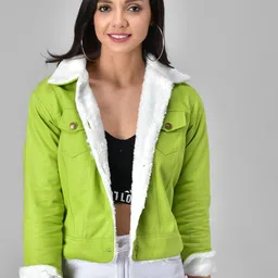 Funday Fashion Spread Collar Cropped Cotton Tailored Jacket With Faux Fur Trimmings-picture-17