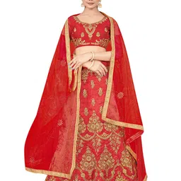 MANVAA Embroidered Semi-Stitched Lehenga & Unstitched Blouse With Dupatta-picture-57