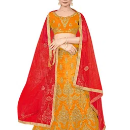 MANVAA Embroidered Semi-Stitched Lehenga & Unstitched Blouse With Dupatta-picture-13