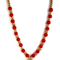 AKSHARA Red & Gold-Toned German Silver Gold-Plated Handcrafted Necklace-image-50