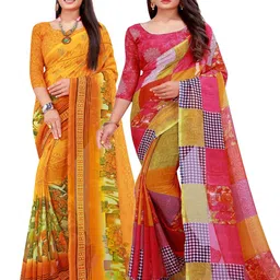 KALINI Pack Of 2 Red & Yellow Georgette Saree-picture-36