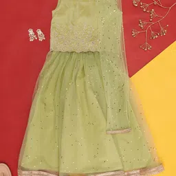 AKKRITI BY PANTALOONS Girls Embroidered Sequinned Ready to Wear Lehenga Choli-image-60