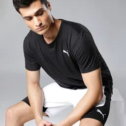Puma Men White & Black Regular Fit Colourblocked Shorts-picture-10
