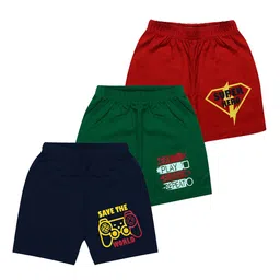 MIST N FOGG Unisex Kids Pack Of 3 Printed Cotton Shorts-picture-13