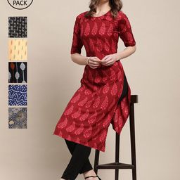 7threads 1 Stop Fashion Women Pack Of 6 Ethnic Motifs Printed Crepe Kurta-picture-40