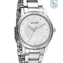 Sonata Women Silver-Toned Brass Embellished Dial & Silver Toned Stainless Steel Bracelet Style Straps Watch 8183SM02-picture-27