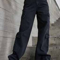 Next One Women Smart Wide Leg High-Rise Light Fade Stretchable Cargo Jeans-picture-34