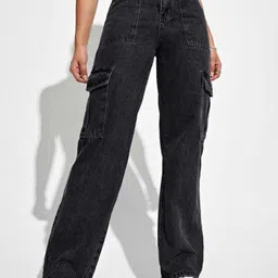 Next One Smart Wide Leg High-Rise Clean Look Cotton Stretchable Jeans-picture-24