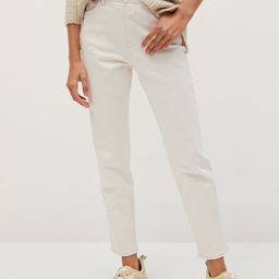 MANGO Off-White Sustainable Eco-Wash Mom Fit High-Rise Clean Look Stretchable Crop Jeans-picture-7