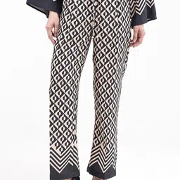 RAREISM Women Printed Tailored Straight Fit High-Rise Pleated Parallel Trousers-image-62