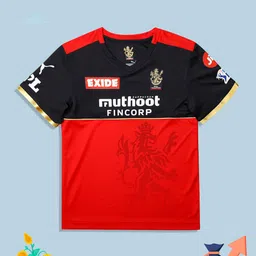 Puma Boys Navy Blue Royal Challengers Bangalore Colourblocked V-Neck T-shirt-picture-43