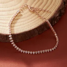 AMI Women Rose Gold & White Brass Cubic Zirconia Rose Gold-Plated Wraparound Bracelet-picture-30