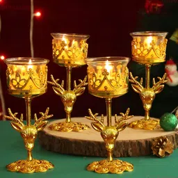 TIED RIBBONS Gold-Toned Set of 4 Christmas Candle Holder-image-32