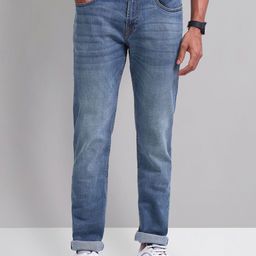 AD By Arvind Men Slim Fit Low Distress Light Fade Jeans-picture-43